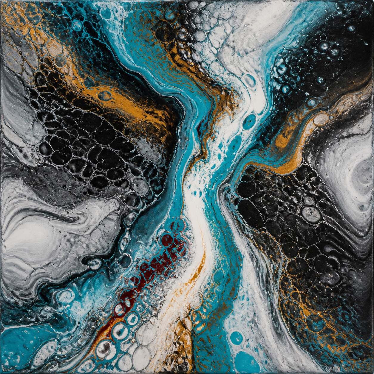 Ausverkauftes Pouring-Werk Cyan River